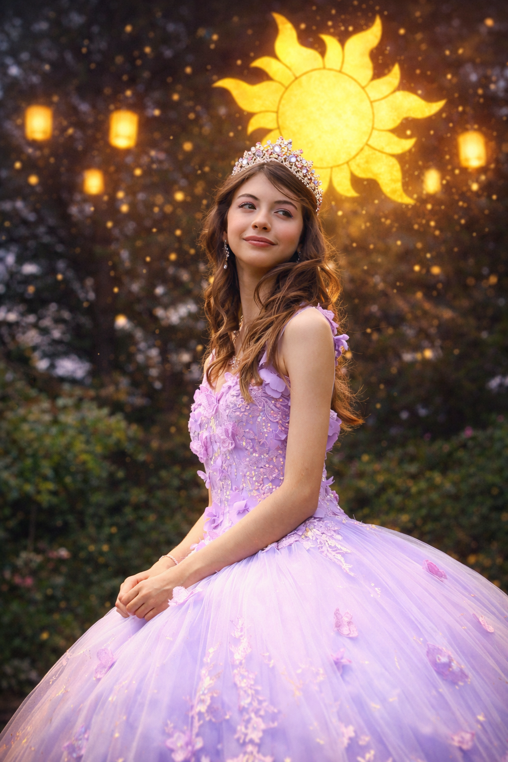 Camila con vestido lila de quince años